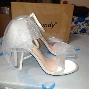 Vertundy Women's Stiletto High Heeled Sandals With Asymmetric Lace Mesh Bows